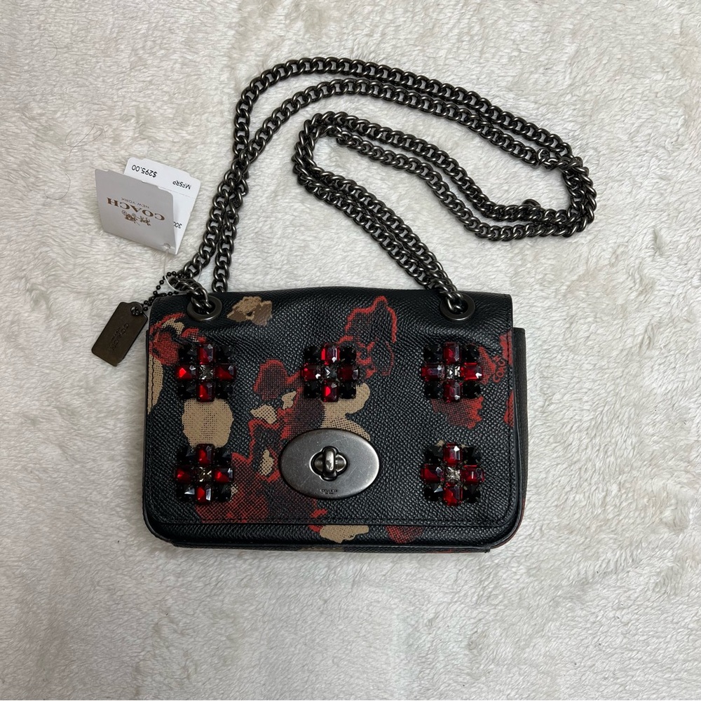 Coach Mini Chain Crossbody Jeweled Floral Print 52473